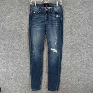 Judy Blue Jeans Womens 7/28 Blue Distressed Stretch Denim Slim Leg Skinny Fit